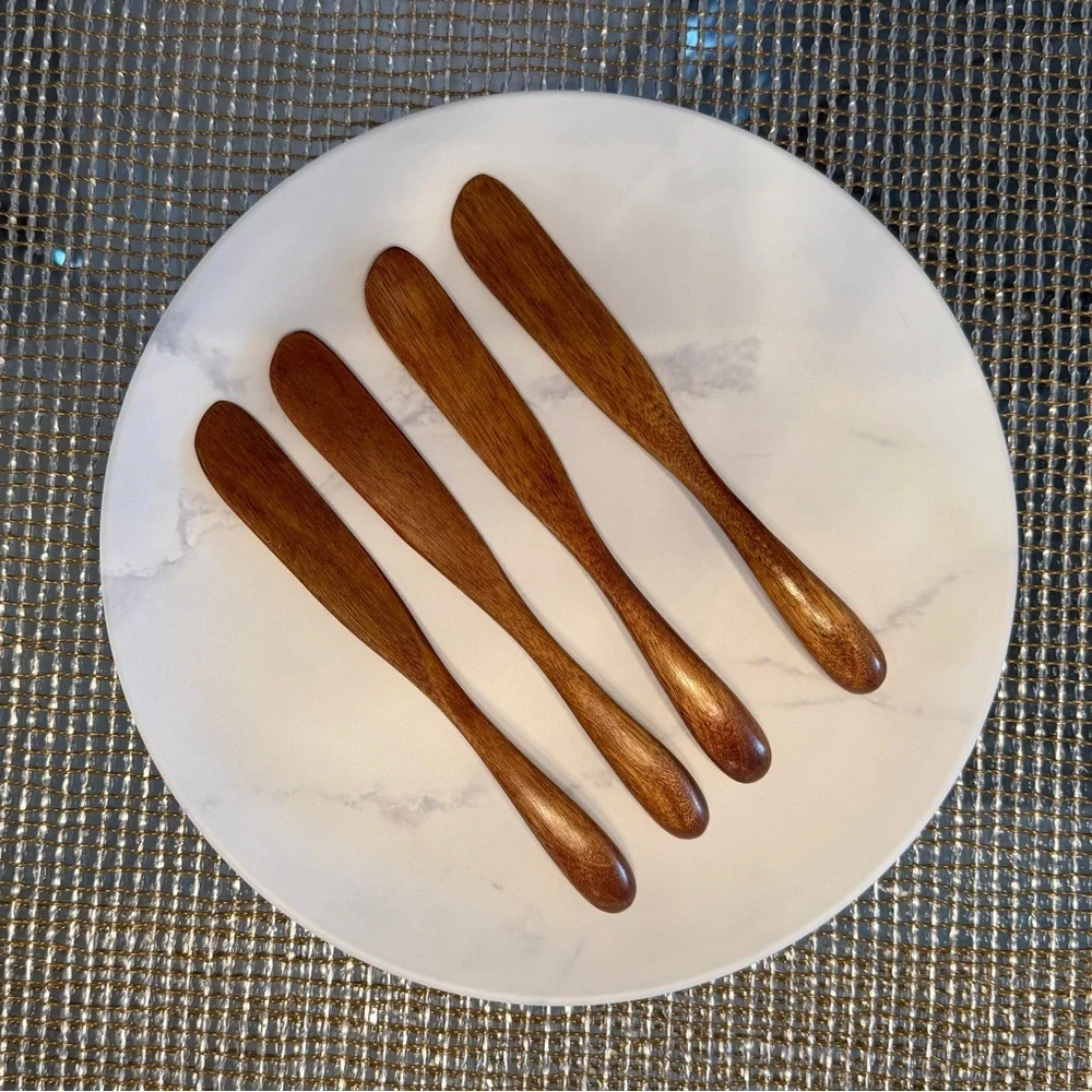 NEW Set of 4 Handcrafted Acacia Wood Spreaders – Luxe Entertaining Essentials